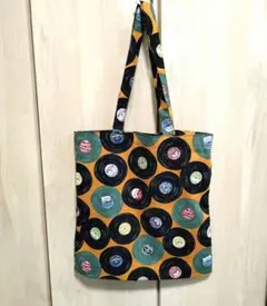 トートバッグ サブバッグ ハンドメイド レコード柄