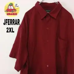 USA古着 J.Ferrar　半袖ボタンシャツ2XL ワインレッド