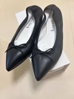 【ネコポス発送】kurun 黒 バレエフラットシューズ