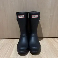 HUNTER ブラック レインブーツ 36（23cm）バックル付き ヒール有り