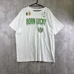 BORN LUCKY セントパトリックスデーTシャツ/ユニセックス/ホワイト