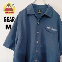 USA古着 GEAR　半袖ボタンシャツM　ブルー