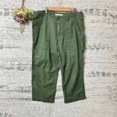 グローバルワーク　リネンミックスクロップドパンツ　メンズ　カーキ　Mサイズ　麻