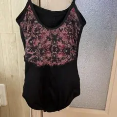140㎝　背面フラワープリントレオタード　黒