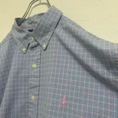 ラルフローレン 古着 BDシャツ 半袖 刺繍ロゴ ワンポイント アメリカ輸入 L