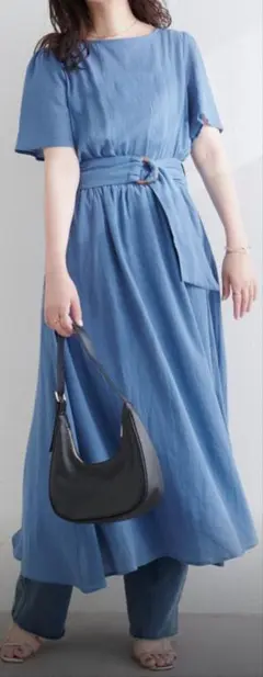 セール価格♡natural　coutureフレア袖太　ベルトワンピース
