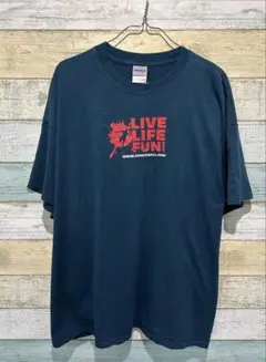 037 USA 古着　GILDAN グリーンネイビーTシャツ　メンズXLギルダン