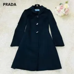 高級✨PRADA アンゴラ カシゴラ ロングコート ブラック 38