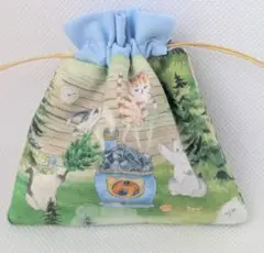 194　ユキエモン　yukiemon　ミニ巾着　小さな収納　猫　サウナ