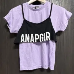 ANAP GIRL ラベンダー/ブラック Tシャツ M