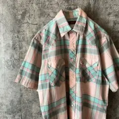 即日発送！ウエスタンシャツ ピンク系マルチカラー ウエスタンシャツ メンズ古着