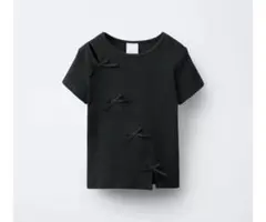 【試着のみ】ZARA kids 164cm リボンディテールリブトップス
