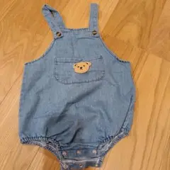 デニムブルー オーバーオール クマパッチ付き　90サイズ