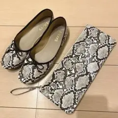 LILIYS フラットシューズ パイソン柄 バレエシューズ 24.5㎝