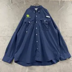 コロンビア メンズ 長袖シャツ 紺 L アウトドア 軽量 通気性 【5355】