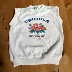 花柄ノースリーブ　90cm レトロ　タオル生地