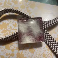 綿毛の帯留め 紫 三分紐付き❣️