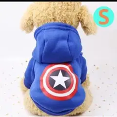 犬服 キャプテンアメリカ S パーカー 裏起毛