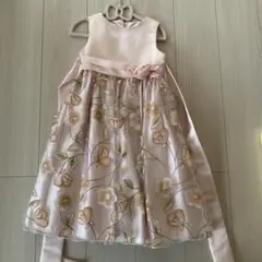 花柄ピンクドレス リボン付き　120