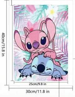 スティッチとエンジェルのダイヤモンドアート作成キット　30×40ｃｍ　新品未使用