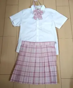 【美品】学生服セット★白シャツ・ピンクスカート★Sサイズ