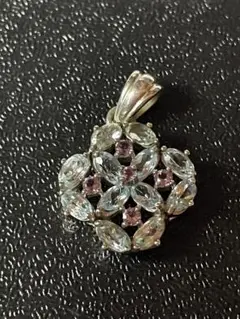 シルバー925 花モチーフ ペンダント トパーズ