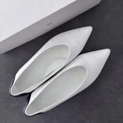 SHISEI MM POINTED U PUMPSレイン対応 ホワイト フラット