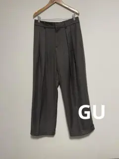 GU インタックワイドパンツ　グレー　L