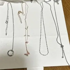 シルバー ピンクゴールド ネックレス 5点セット