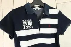 【美品】☆マンシングウェア：レディース　ゴルフウェア　カノコボーダーポロシャツ