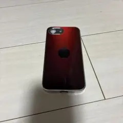 iPhone16E用レッド ガラスケース アップルロゴ付き