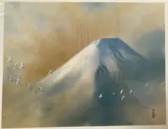 高橋　　健　【水墨画　霊峰飛鶴図】　（株）日本芸術　保証書在　真作即決品 高橋 健 【水墨画 霊峰飛鶴図】 （株）日本芸術 保証書在 真作