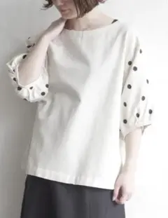 LBC 綿麻ドット刺繍ブラウス　Ｍ