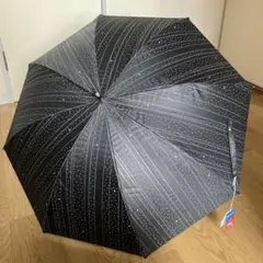 【未使用品】ランバンオンブルー ストライプ 晴雨兼用 ショート傘 日傘 ブラック