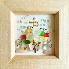 シーグラスアート　かわいい花束♪ありがとう♪ シマエナガ　ヒヨコ　ネコ