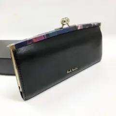 ポールスミス がま口 長財布 ブラック 黒 ヘイジーパンジートリム