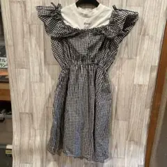 【160㎝】 TOPVALU フリル付きチェック柄ワンピース
