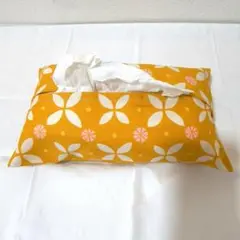 3159】ハンドメイド★イエロー地に北欧花柄★ソフトティッシュカバー