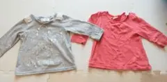 薄手長袖Tシャツ 2枚セット グレー ピンク