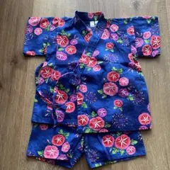 花柄 ネイビー 甚平 90cm
