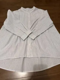 ストライプ　バンドカラーシャツ 七分袖　サイズ0