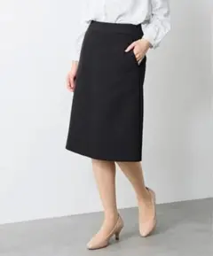 【新品タグ付き】purelast ひざ丈スカート 後ろスリット有り ブラック
