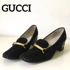 GUCCI スエード ビットローファー ブラック ゴールド 金具 ローヒール