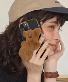 ふわふわ ぬいぐるみ ベアー スマホグリップ くま