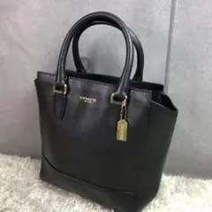 コーチ サフィアーノレザー ハンドバッグ 黒 ブラック
