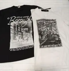 最終値下げ！ブラック Tシャツ Mサイズ グラフィックプリントＴシャツ２枚セット