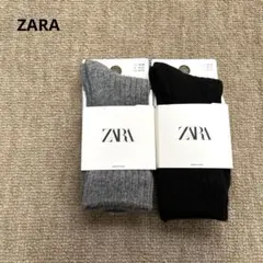 新品タグ付き【ザラ】ソックス　靴下　ブラック　グレー　無地　24-26㎝