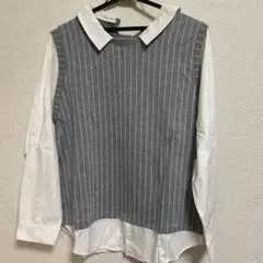 【まとめ買いセール中！】レイヤード風長袖シャツ LL