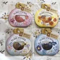セリア　クリアフレークシール　花　フラワー4種類セット