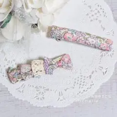 【リバティ】リボンバレッタ&シンプルバレッタ2個セット(ミシェル)